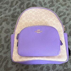 Coach Lavender and Beige Court Backpack